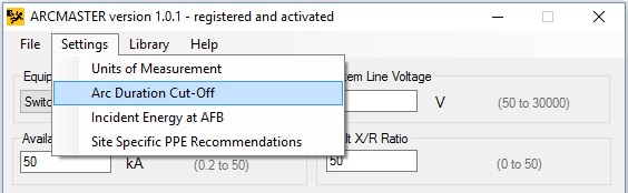 Arc Duration Cut-Off Dialog